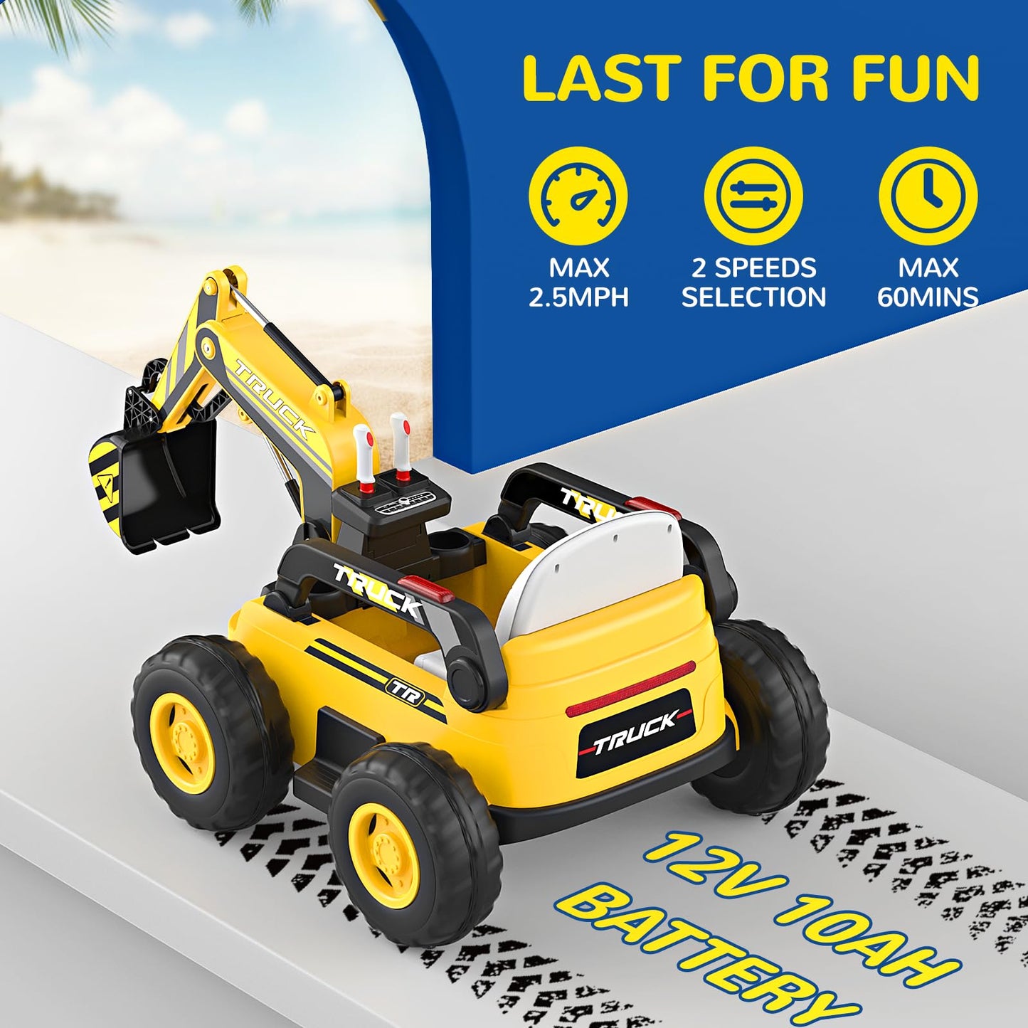 Ligiant N9 Ride On Excavator, 4Wd Ride On Car W/Fully Electric Digging Arm, 4X75W Motor For All-Terrain, 12V 10Ah Large Battery,
