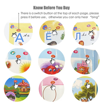 Minmeer Russian Alphabet Letters Toys For Kids,Electronic Interactive Alphabet Books In Russian,Letters & Words & Music Russian