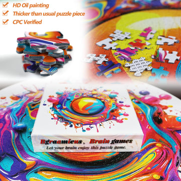 Bgraamiens Puzzle-Paint Splashes-1000 Pieces Gradient Colorful Impossible Puzzle For Adult,Hard Challenge Puzzle For Adult