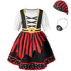 Okbebe Toddler Baby Girl Pirate Costume Halloween Sea Buccaneer Dress And Pirate Eye Mask With Hat (Red,3T)