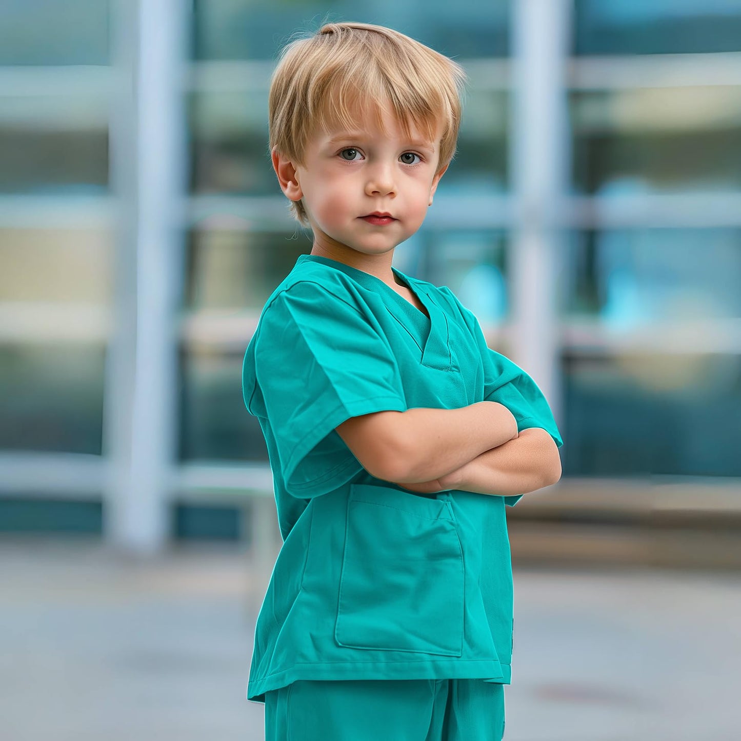 Mizzuco Doctor Costume For Kids,Toddler Nurse Scrubs Halloween Dress Up Cosplay For Boys Girls 3-12 Years (Green, M-120Cm/4-5Yrs