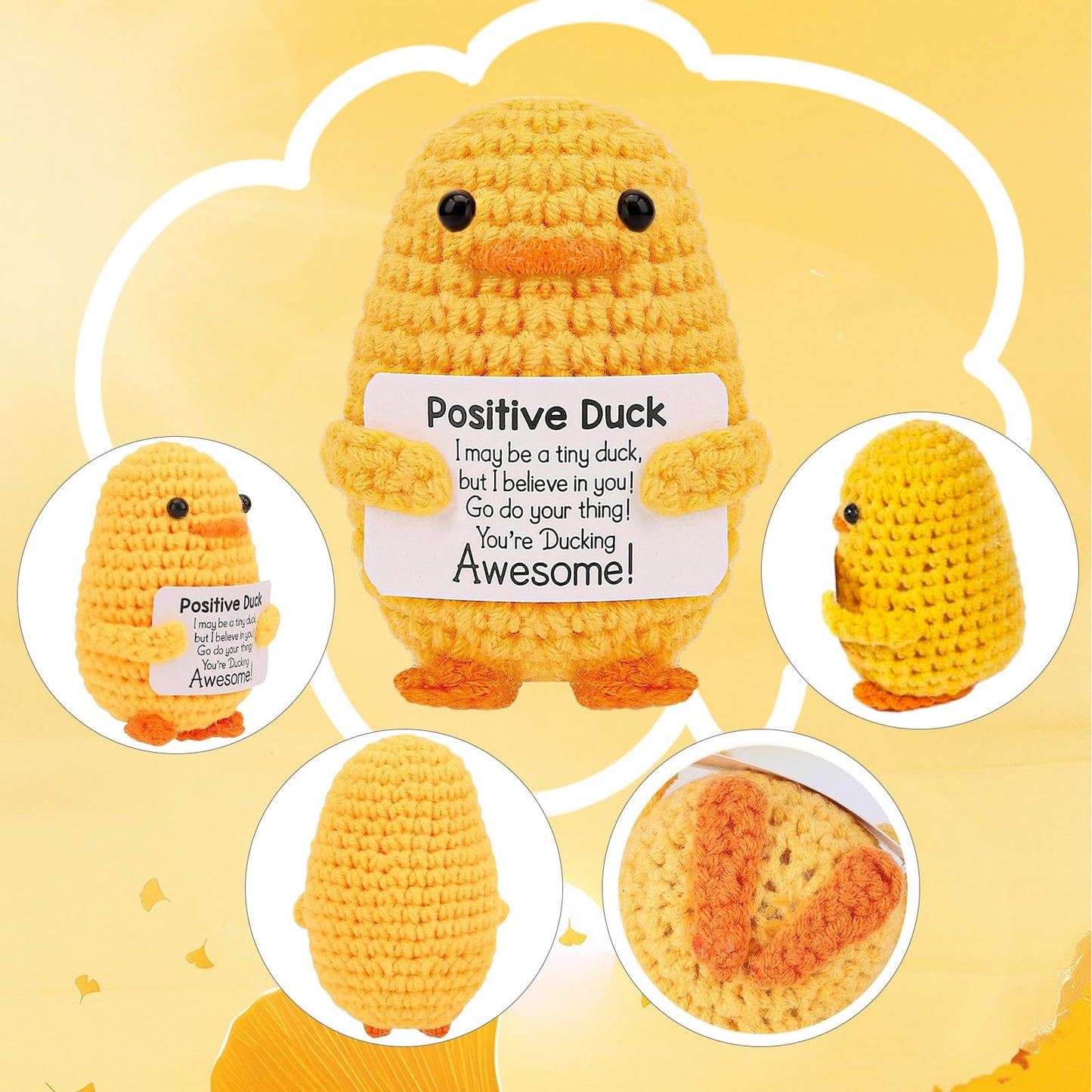 Rivanoer Easter Basket Stuffers For Teens Adult,Inspirational Crochet Positive Duck,Birthday Gifts For Women Cute Handmade Potato Knitted Duck Toy With Positive Card Cheering I Love You