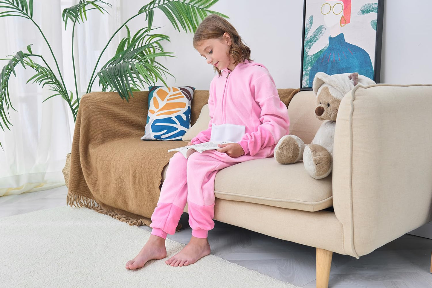 Cuteplush Kids Animal Onesie Pajamas Halloween Cosplay Costume 6 Years Pink