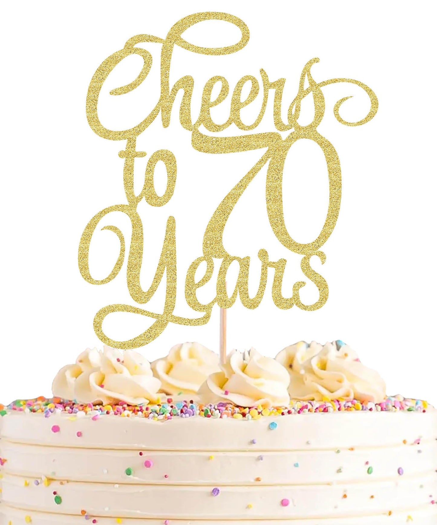 Ahaoray Cheer To 70 Years Cake Topper