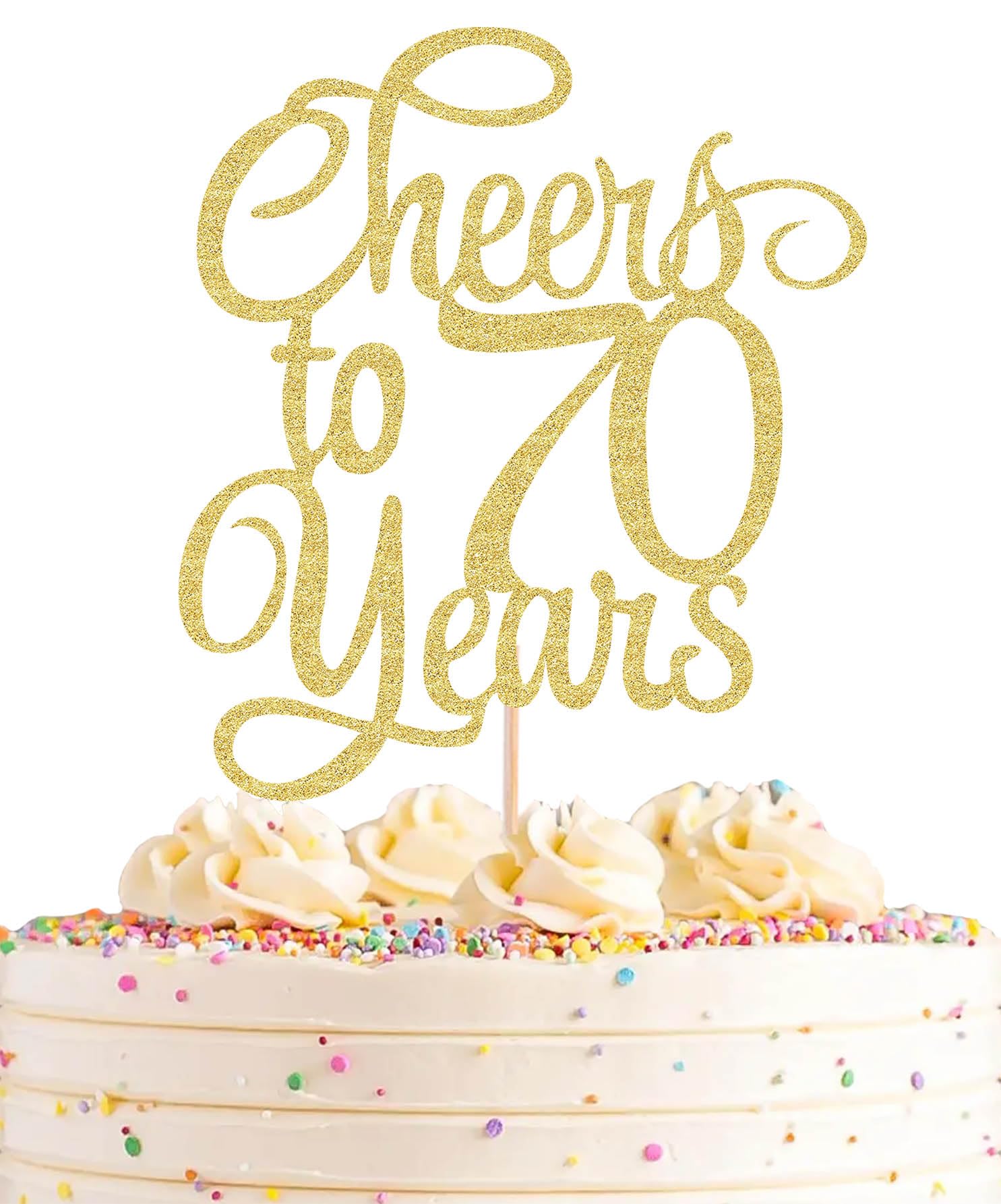 Ahaoray Cheer To 70 Years Cake Topper