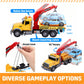 MAJCL 15'' Large Tow Truck Toy,Friction Powered Transport Truck Crane Toy with Lights and Sounds,with Roadster,Kids Toys for 3 4