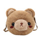 Amamcy Cute Stuffed Animal Purse For Girls 3D Bear Panda Head Crossbody Bag Fluffy Pig Frog Shoulder Bag Plush Animal Bag