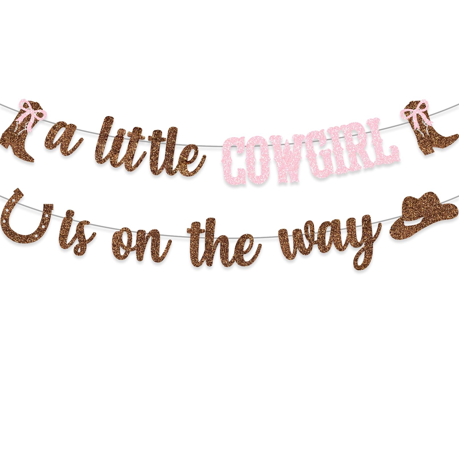 Cowgirl Baby Shower Decoration A Little Cowgirl is On The Way Banner Western Boots Hats Backdrop Pink