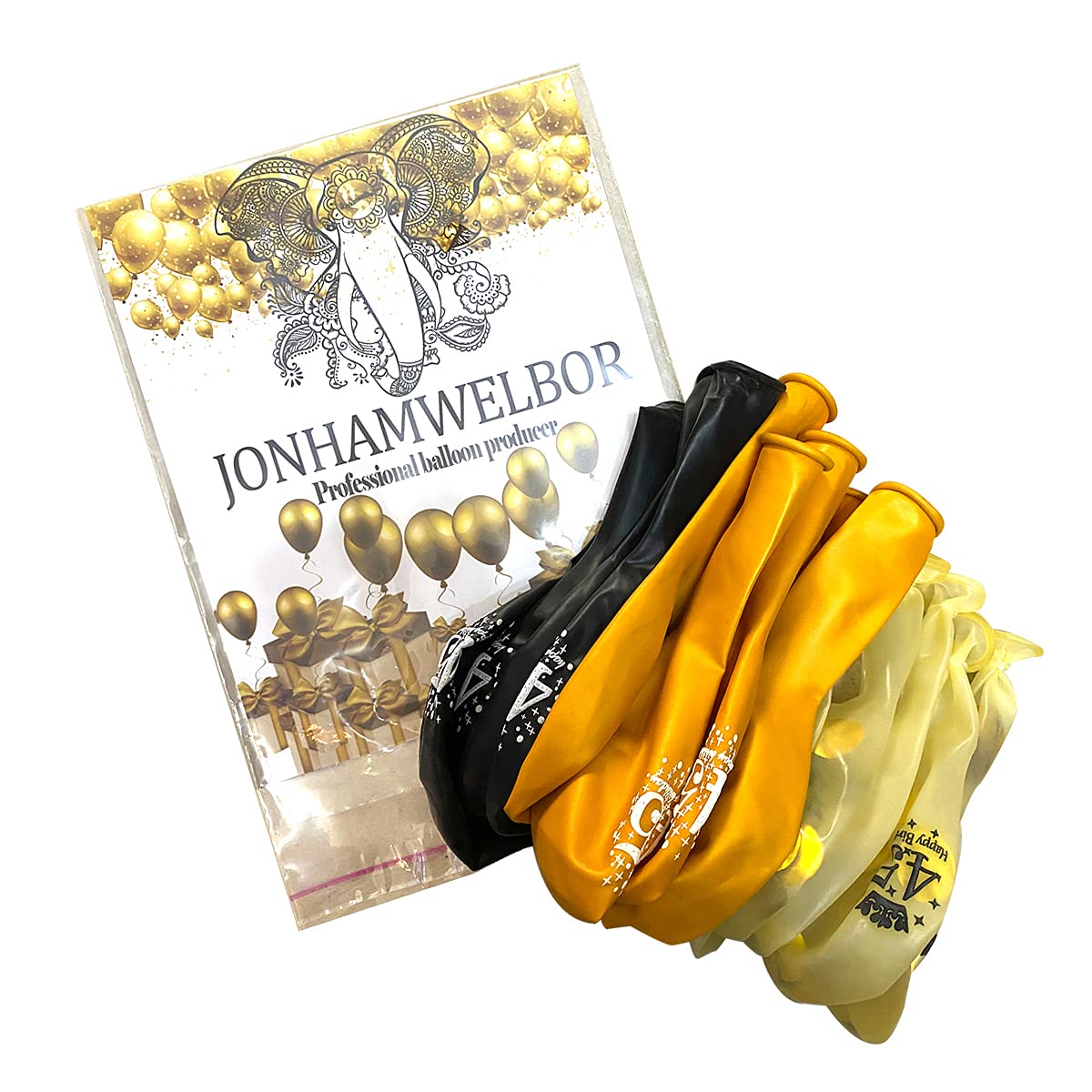 Jonhamwelbor 45Th Birthday Balloons 45 Years Black Gold Latex Confetti Printed Number Balloons For Men Women Birthday Party Deco
