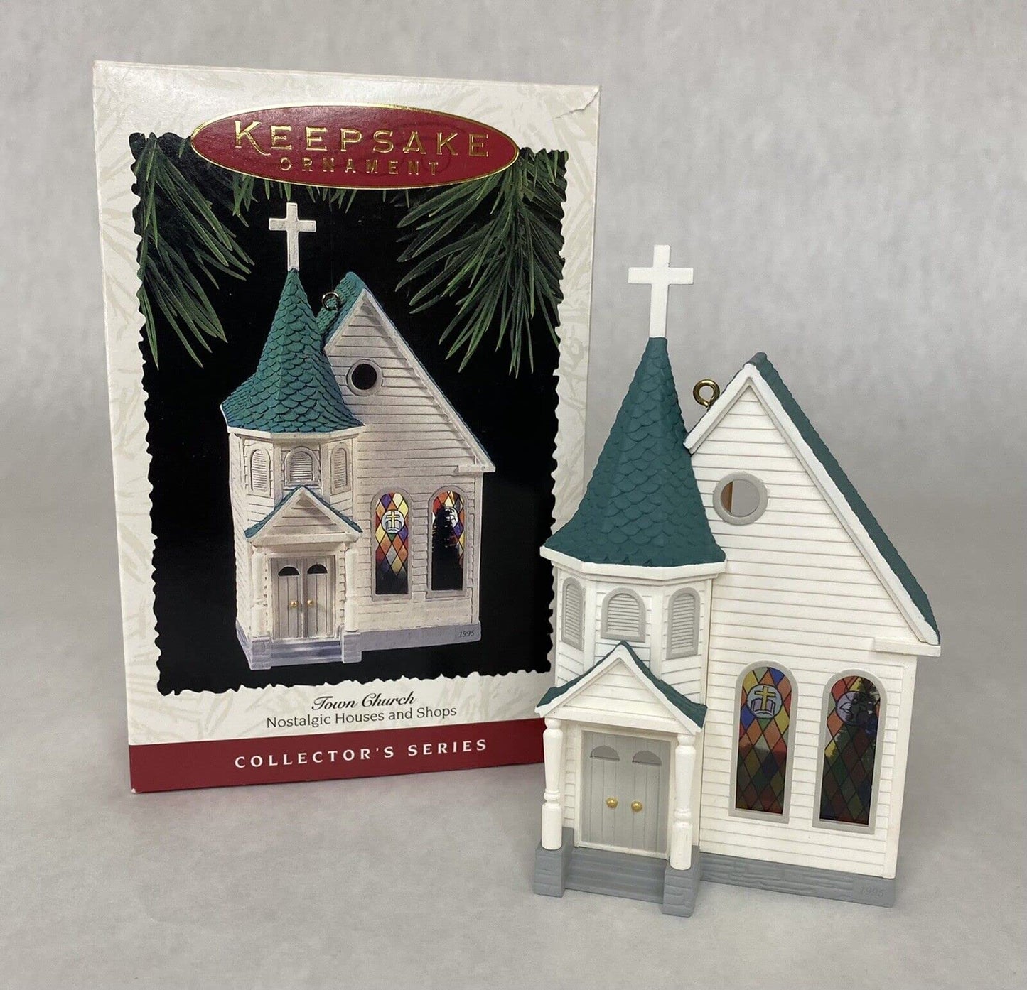 Nostalgic House & Shops Town Church 12th in Series 1995 Hallmark Ornament QX5159