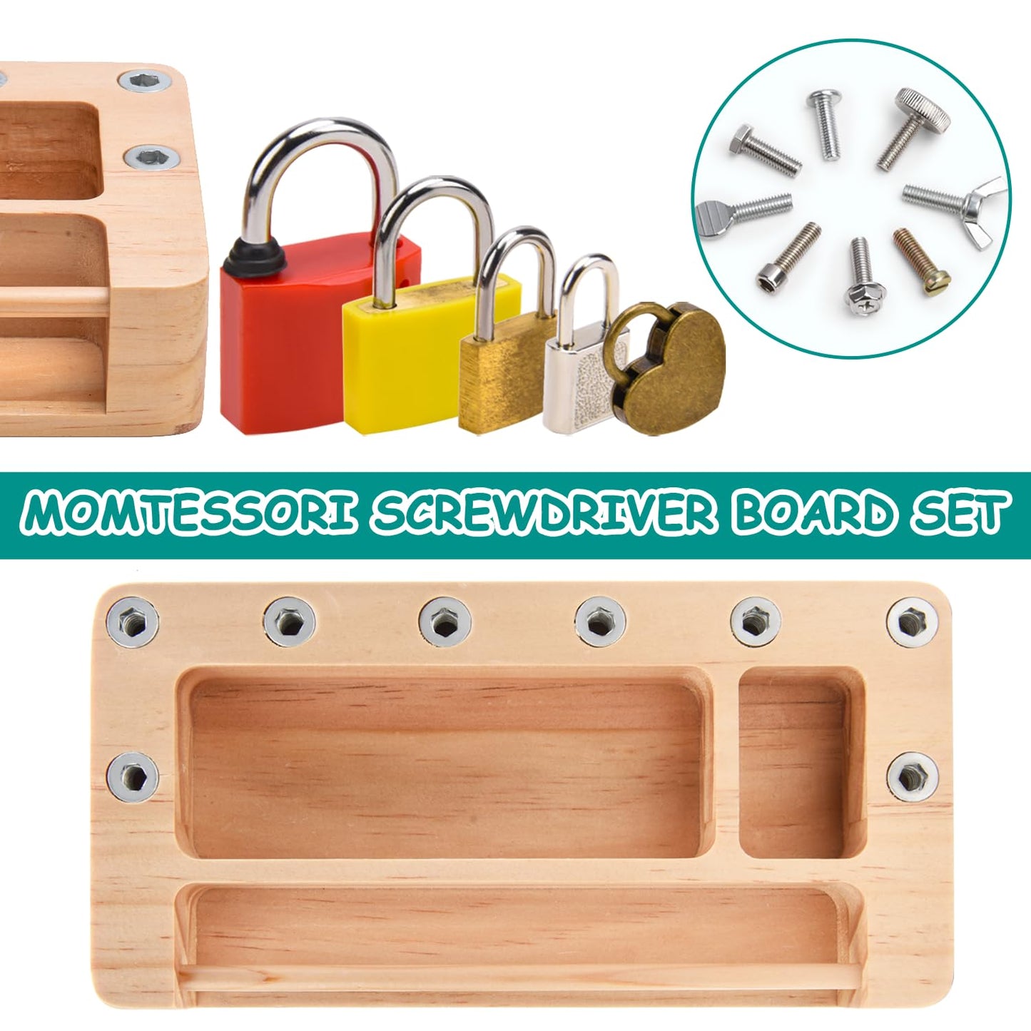 Cgyujisd Screwdriver Board Set Lock And Key Toys Kids Tools Montessori Toys For 3+ 4 5 Year Old Learning Practical Life Fine Mot