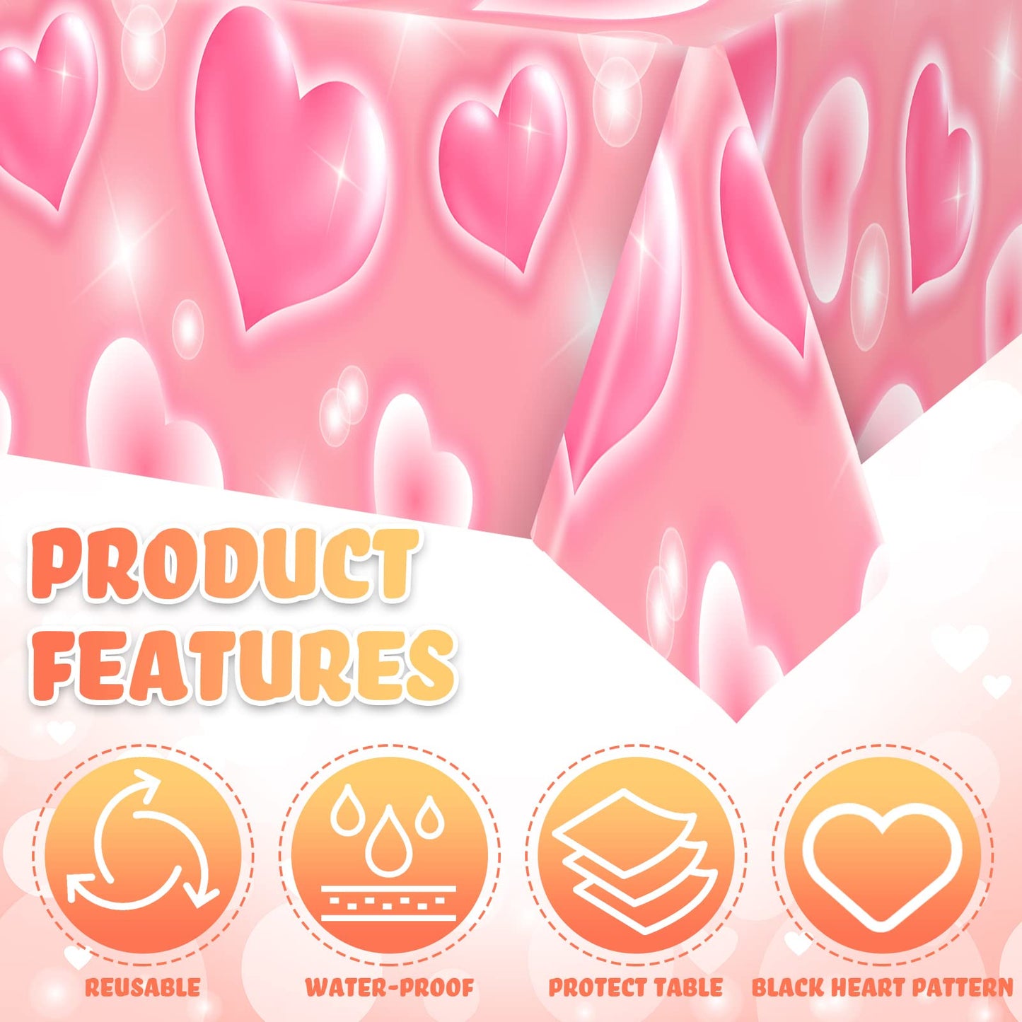 3 Pack 2000s Tablecloth Decoration Cholo Party Table Cover 90s Table Covers Heart Early Plastic Disposable Rectangle Table Decor