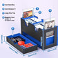 Uaono Card Deck Box For Mtg, Double Card Storage Box With 2 Commander Display & 1 Dice Tray, Fits 200+ Double Sleeved Cards, Card Organizer For Ccg Tcg Sports Cards (Black Blue)