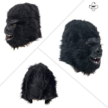PartyHop Chimpanzee Monkey Chimp Head Mask Black Animal Latex Full Head Realistic Masks Fancy Dress for Halloween Carnival Costu