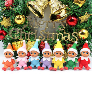 WULEEUPER Dark Skin Baby Elf Doll | Christmas Miniature Elf Decoration | Newborn Gift | Baby Grow Elf Dolls with Feet and Shoes (Purple)