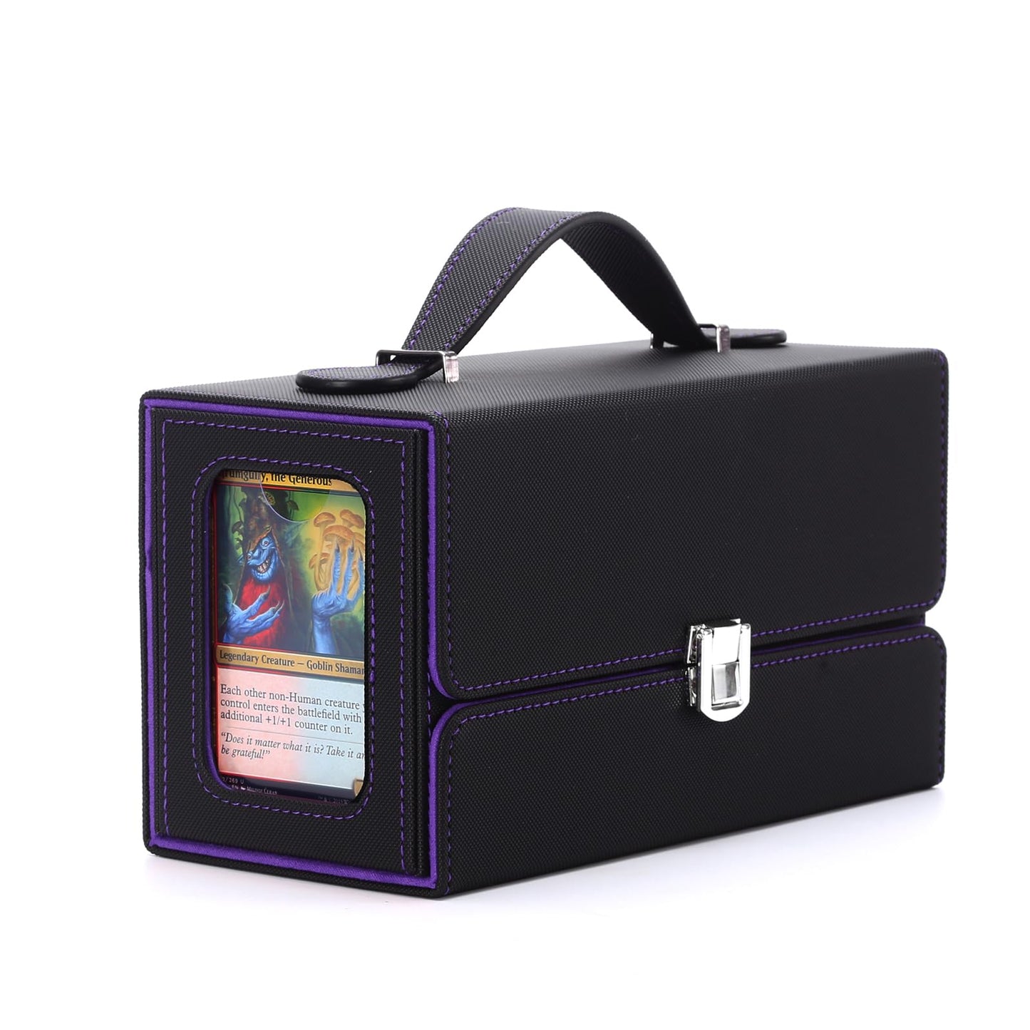 Stepane MTG Card Storage Box  3 In 1 Graded Carrying Deck Box  2PCS Commander Deck Boxes with Dice Tray  Removable Box Lid with Handle Black/Violet