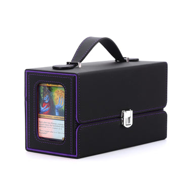 Stepane MTG Card Storage Box  3 In 1 Graded Carrying Deck Box  2PCS Commander Deck Boxes with Dice Tray  Removable Box Lid with Handle Black/Violet