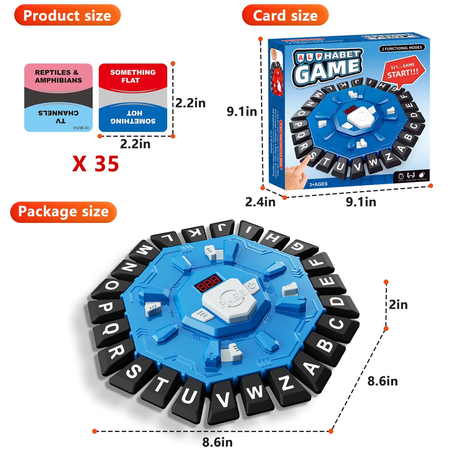 Resflycheng Word Game Family Board Game with Digital Display Timer and 2 Categories Modes Fun Fast-Paced 24-Letter Game for Lear