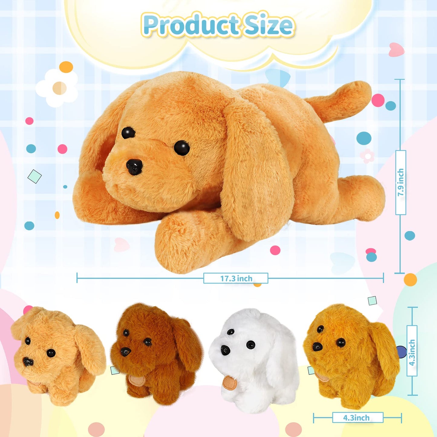 KMUYSL Puppy Stuffed Animals - Plush Mommy Dog with 4 Baby Puppies, Multicolor, Ideal Gift for Kids Ages 3-8