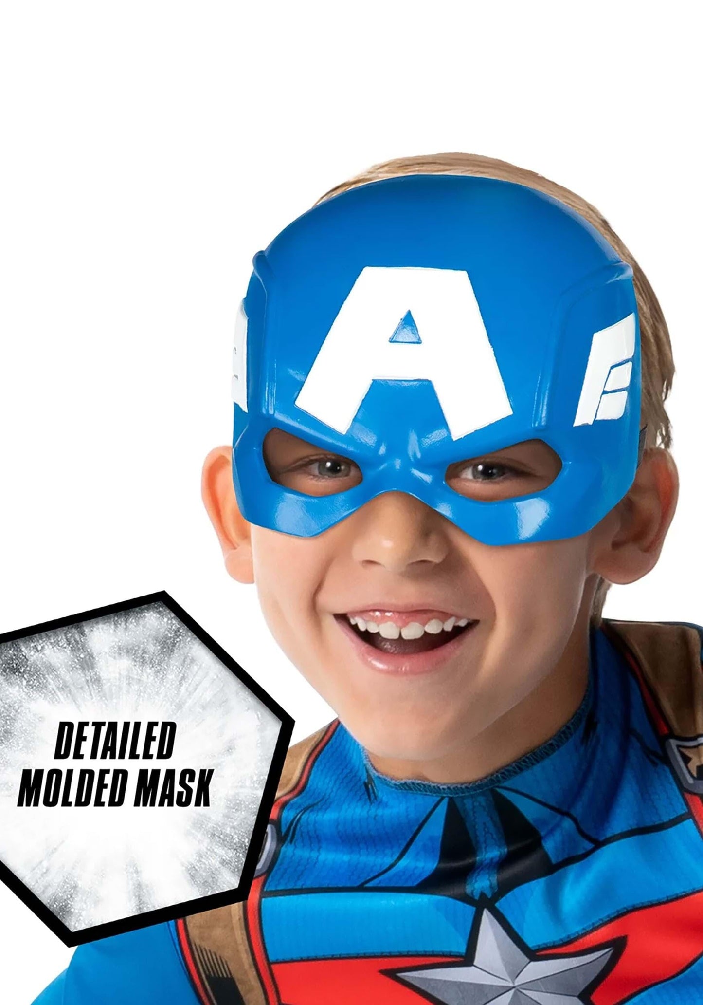 Marvel Captain America Official Youth Value Costume - Full-Bodied Fabric Jumpsuit With High-Resolution Printed Design And Plasti