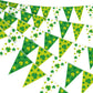 Hestya 5 Pcs 49ft St. Patricks Day Banner Luck Green Shamrock Garland Banner Irish National Day Pennant Banners Triangle Flags 