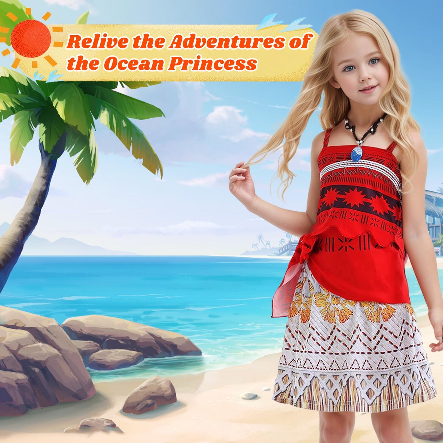 Amzmanch Girls Princess Costume Skirt Sets Adventure Outfit Toddler Kids Birthday Party Halloween Dress Up Size 6/5-6 Years