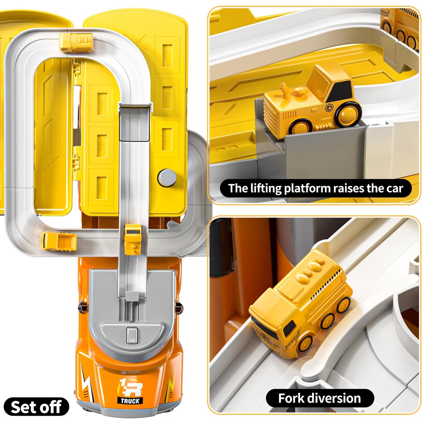 TEMI Construction Truck Kids Toys for 3 4 5 6 Year Old Boys, Toddler Car Adventures Toys for Girls, Car Carrier Toy with 8 Vehic