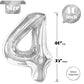 Silver 4 Balloon, Number Balloons 40 Inch, 4Th Silver And Black Party Decorations, Four Large Numbers For Party Decor, Number 4