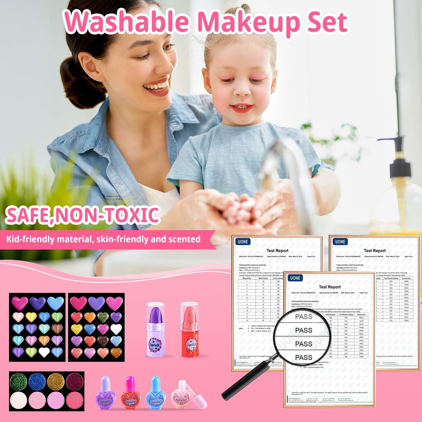 Kids Makeup Sets For Girl Toys - Toys For Girls Makeup Set Real Washable Princess Makeup Kit, 66Pcs Mqsiuve Toys Little Girl Mak