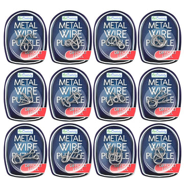 Gamie Brain Teaser Puzzles, Metal Wire Puzzle Set of 12 Unique Individually IQ Wire Metal Puzzles - Fun Brain Teaser IQ Game - G