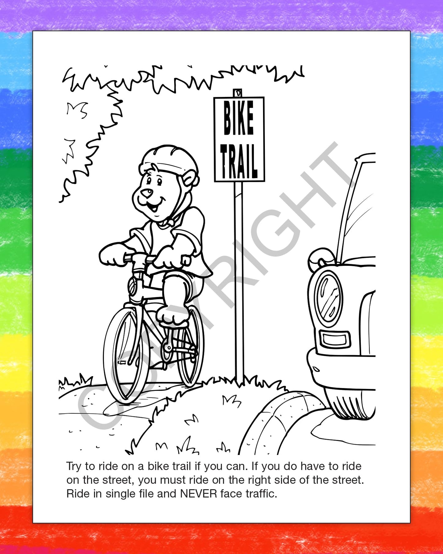 ZOCO - Bike Safety Educational Coloring & Activity Books (50 Bulk Pack, Without Crayons) - Bicycle Road Rules, Helmet Safety - F