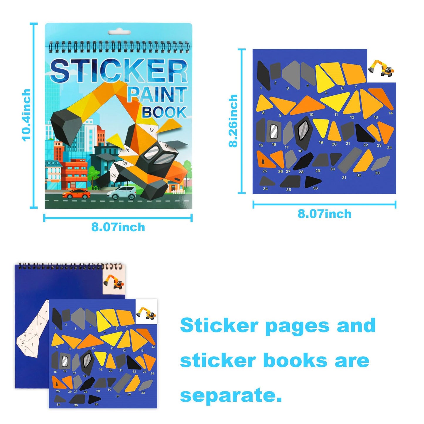 Sticker By Number Crafts For Kids Ages 4-8 Sticker Paint Books Princess Unicorn Mermaid Vehicle Stickers For Kids Girls Boys Ages 3 4 5 6 7 8 Birthday Party Favors Travel Activity Sticker Book