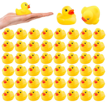 50Pcs Mini Bath Ducks Toys, Rubber Duck Bath Bulk Float Duck Baby Bath Toy For Shower Birthday Party Favors Gift Classroom Summer Beach Pool Party Games