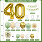 40Th Birthday Decorations Sage Green,40Th Birthday Balloon Garland Party Decorations With Number 40 Foil Balloons,Happy Birthday