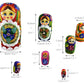 Winterworm 7Pcs Red Flowers And Berries Wooden Russian Nesting Dolls Matryoshka Russian Doll