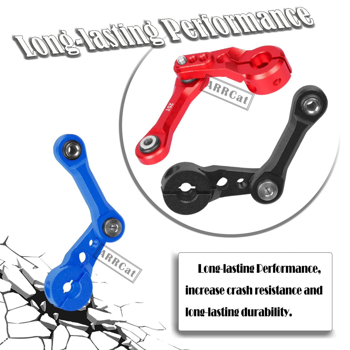 Aluminum Tie Rod & 25T Servo Horn for 1/8 Arrma Typhon Kraton Talion Outcast Notorious 6s Blx,1/7 Limitless Infraction Mojave 6s