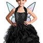 Soyoekbt Fairy Costume for Girls Princess Tutu Dress with Butterfly Wings for Girls Birthday Party Dress Up (Black, 7-8 Years)