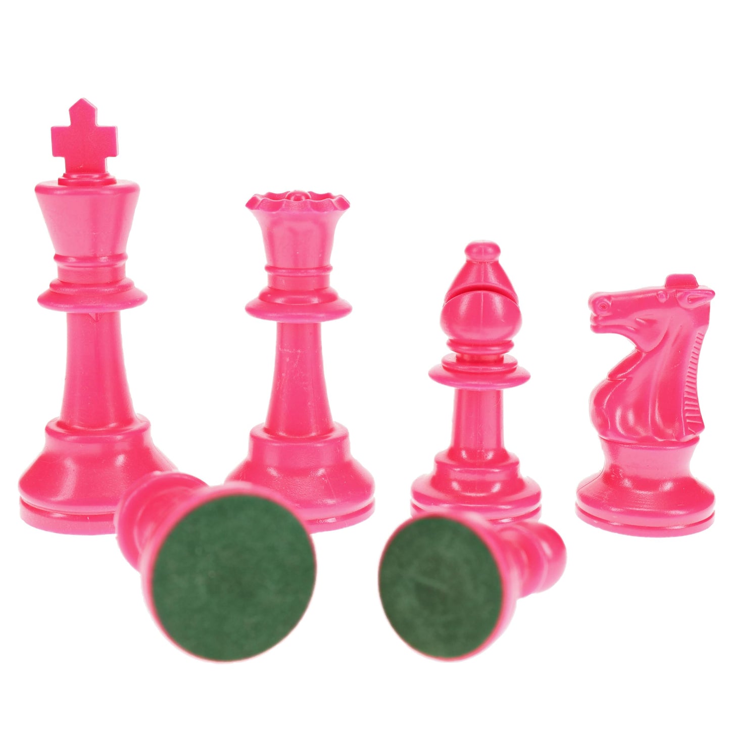 We Games Color Bright Plastic Staunton Tournament Chess Pieces With 3.75 In. King - Half Chess Set Of Chess Pieces Only, Pink