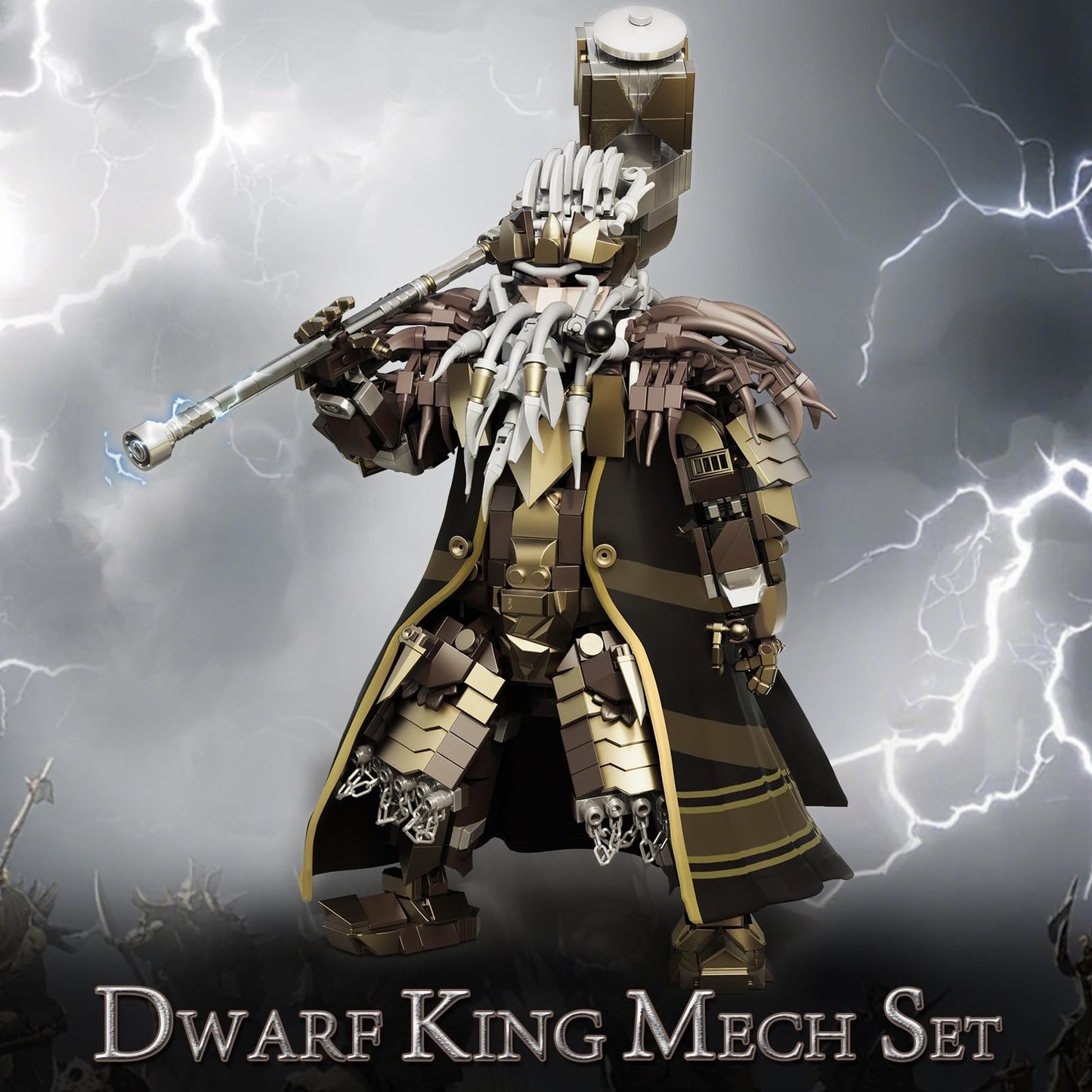 HIGH GODO Dwarf King Mech Building Blocks Set for mature-themeds  Robot Model Building Kit with Hammer   1238 Pieces Creative Collectible Gift for Teens 14+