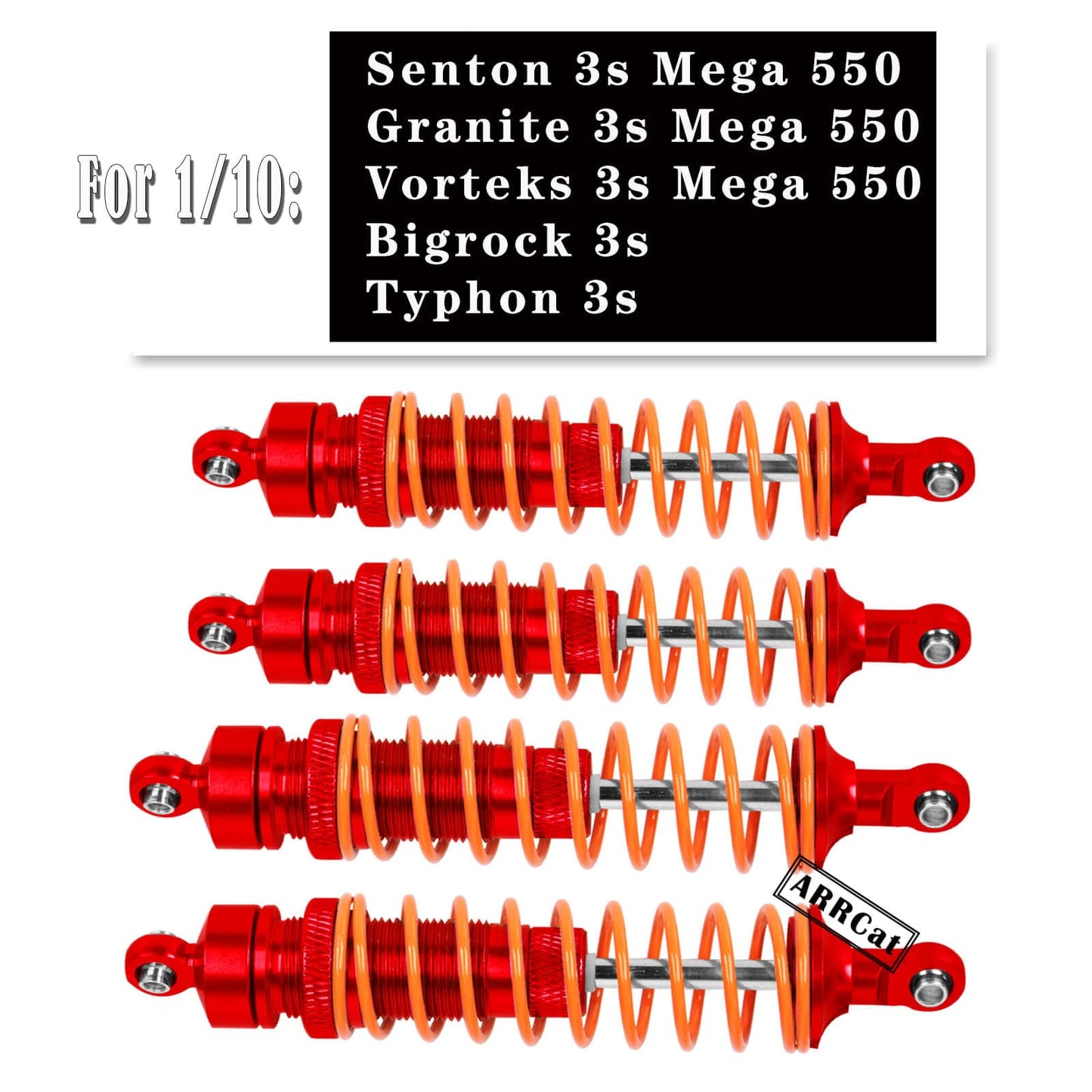 Arrcat Rc Shocks Upgrade Parts For 1/10 Senton 4X4 Granite Vorteks Bigrock Typhon 3S Rc Truck,4Pcs Full Aluminum Front Rear Big