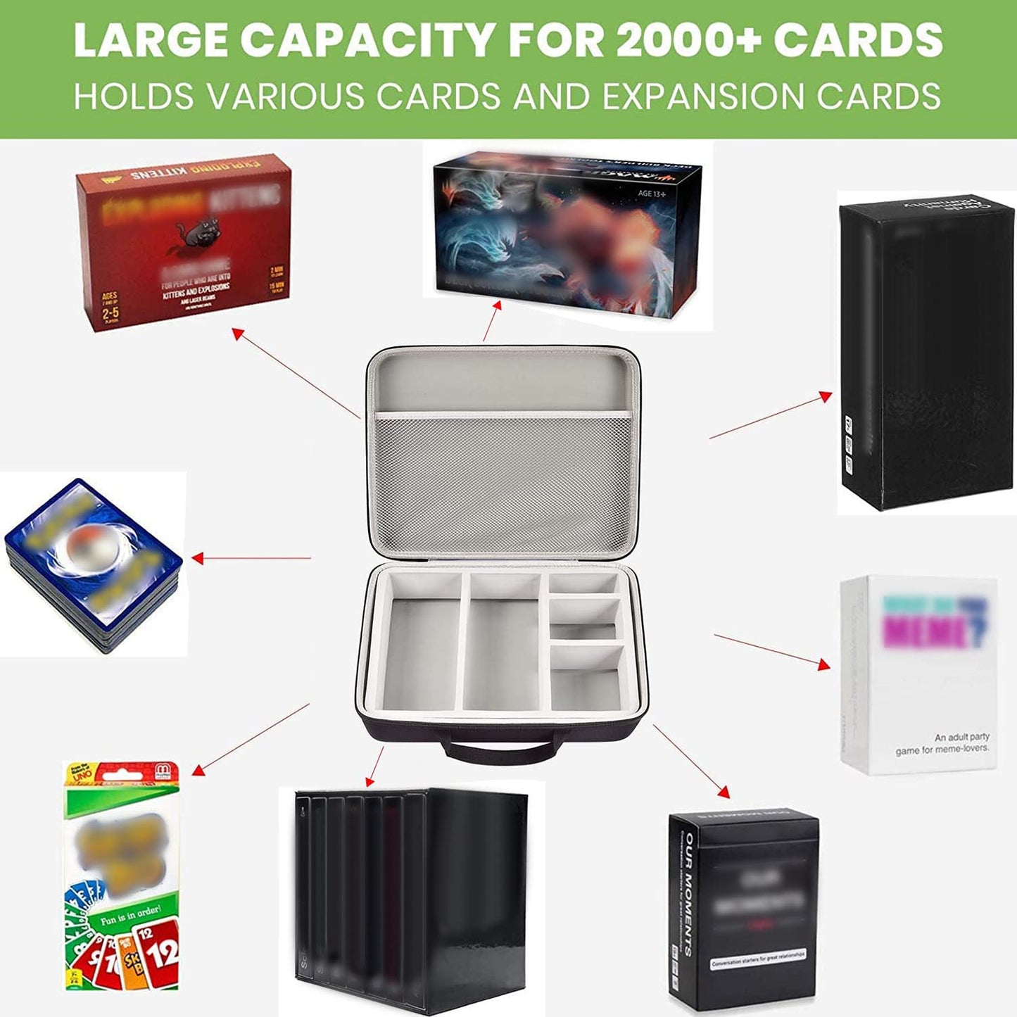 Card Deck Case For Trading Cards, Card Storage Box Holder For Magic The Gathering Booster/For Cards Against Humanity/For Cah Tcg Mtg Commander/For Yugioh/Football/Topps Sports Collectible Cards(Grey)