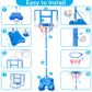 Shylizard Kids Toy Gift For 3 4 5 6 7 8 Years Old, Kids Basketball Hoop Adjustable Height 3.5Ft-6.2Ft, Mini Basketball Hoop For Boys Girls, Basketball Goal Toys Outdoor Indoor Game Gifts(Blue)