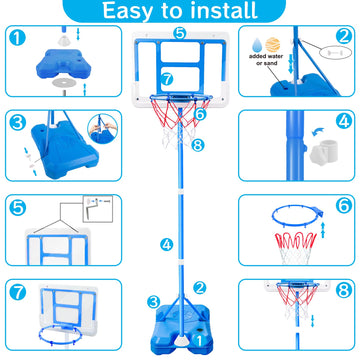 Shylizard Kids Toy Gift For 3 4 5 6 7 8 Years Old, Kids Basketball Hoop Adjustable Height 3.5Ft-6.2Ft, Mini Basketball Hoop For Boys Girls, Basketball Goal Toys Outdoor Indoor Game Gifts(Blue)