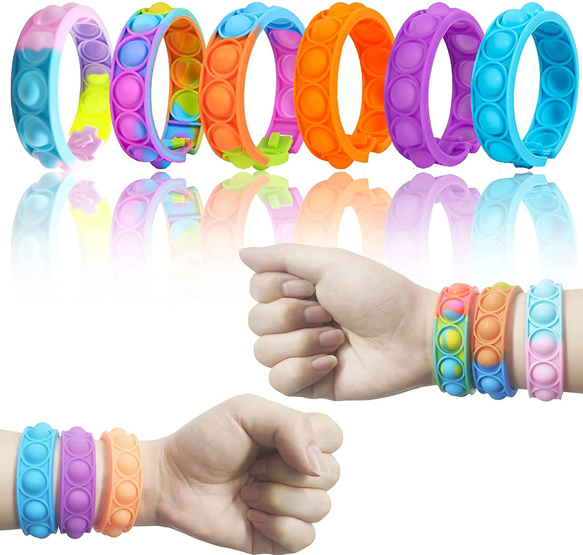 VGRASSP Pop It Fidget Sensory Toys, Stress Relief Silicone Pressure Relieving, Squeeze Novelty Return Gift, Friendship Band Chil