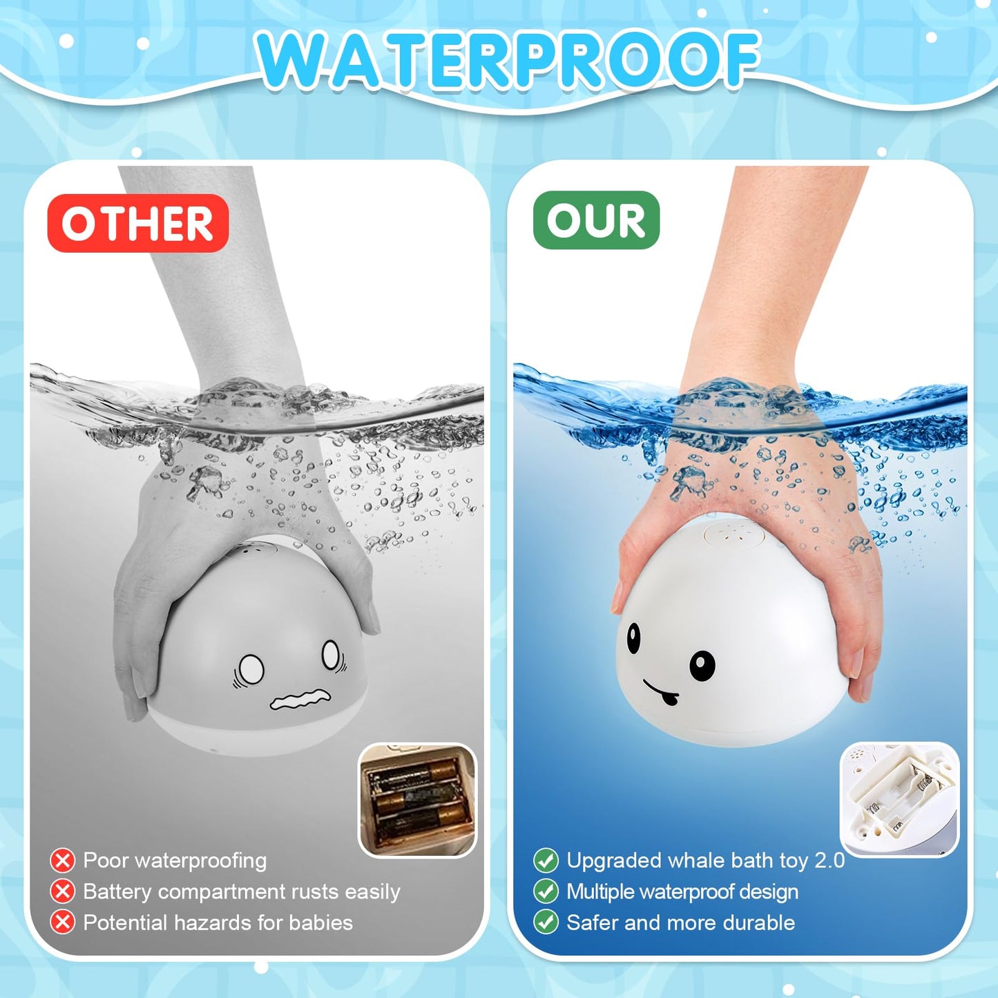 Light Up Whale Bath Toys Sprinkler For Babies 0-6 6-12 12-18 Months, Valentines Day Boys Girls 1St Birthday Gifts, Toddler Bath