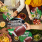 Football Party Supplies Kit Serve 25, Includes Disposable Dinner Plates, Dessert Plates, Napkins, Cups,And Football Tablecloth,