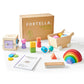 Fortella Montessori Toys for 1 Year Old, 6-in-1 Wooden Learning Educational Box Set with Latches Box, Pull Along Trolley, Nuts a