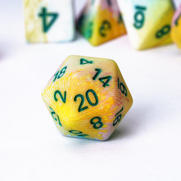 HDdais DND Dice Set, 7PCS Dandelion Flower Pattern Polyhedral Dice Set for Dungeons and Dragons, D&D Dice with Green Number for