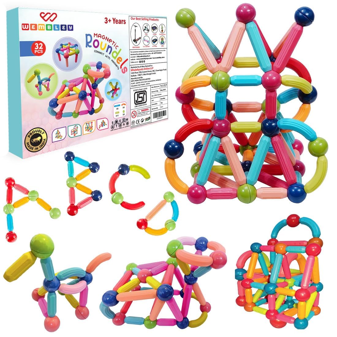 Right Search Magnetic Building Blocks Set, 25 Pieces, Educational Construction Toy For Ages 3+, Multicolour