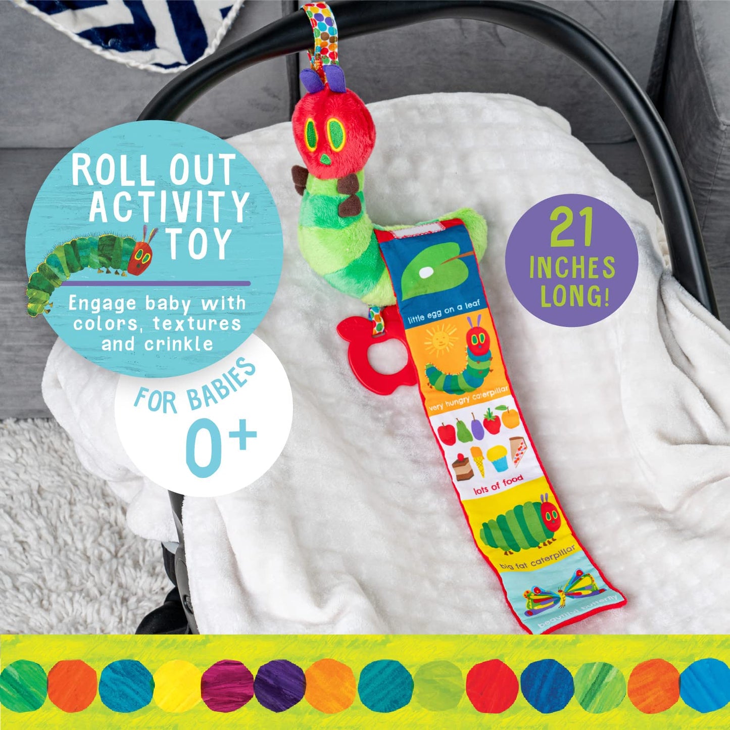 Kids Preferred World Of Eric Carle The Very Hungry Caterpillar Roll Out Activity Toy With Teether, Multicolor (55734)
